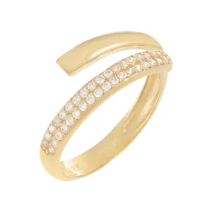 CZ Pavé/Solid Wrap Ring 14K