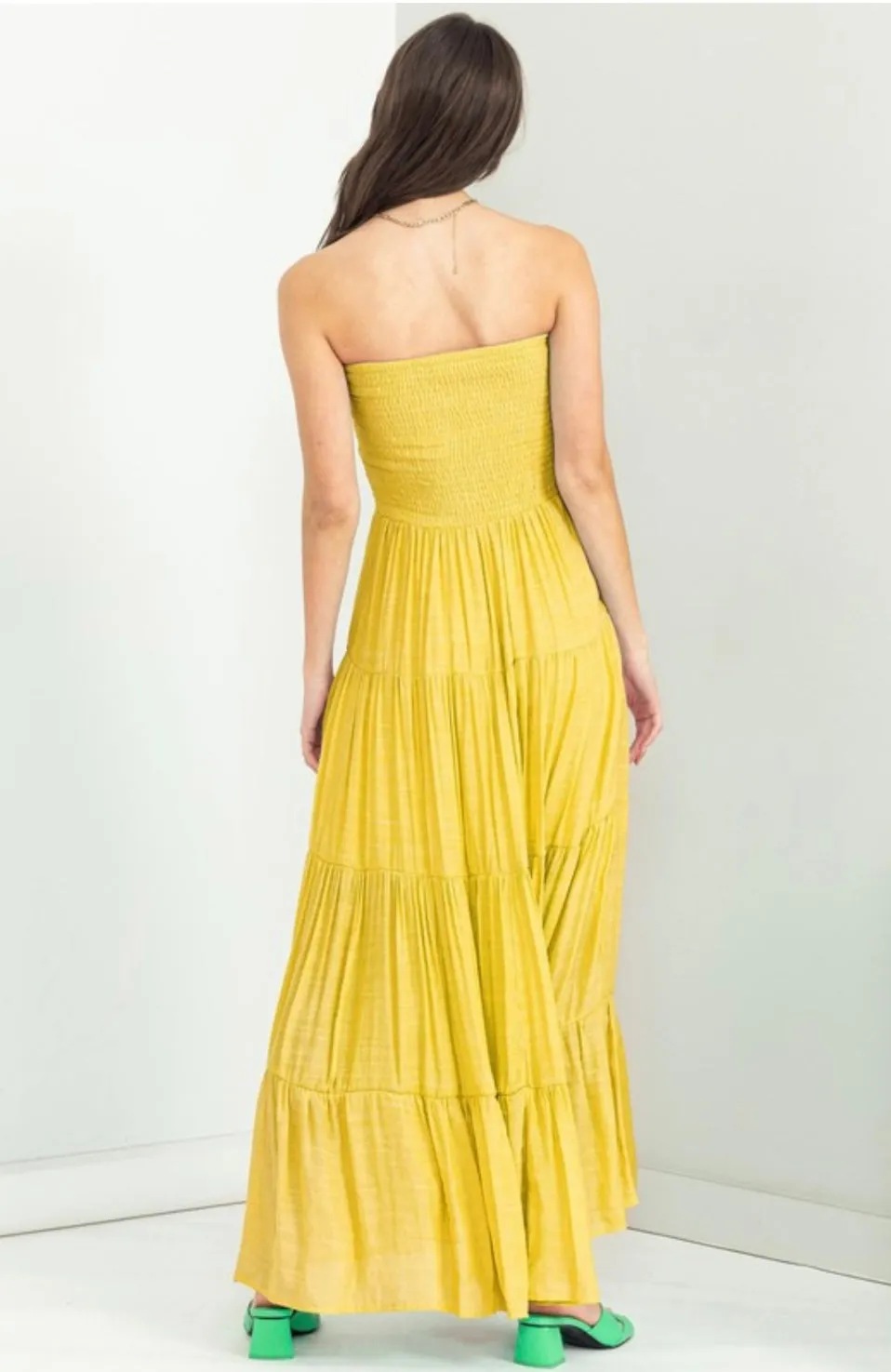 D131 RUCHED STRAPLESS DRESS
