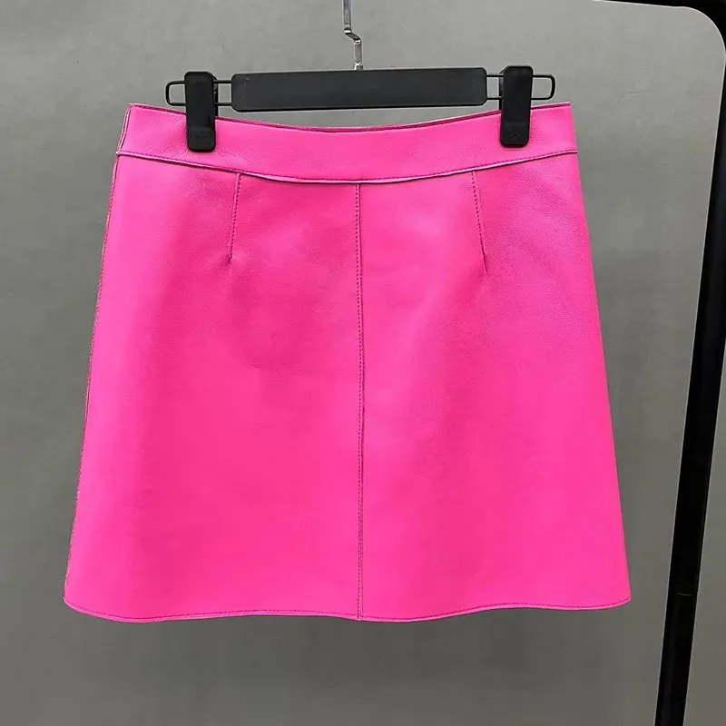 Daija - Front Pocket Leather Skirt
