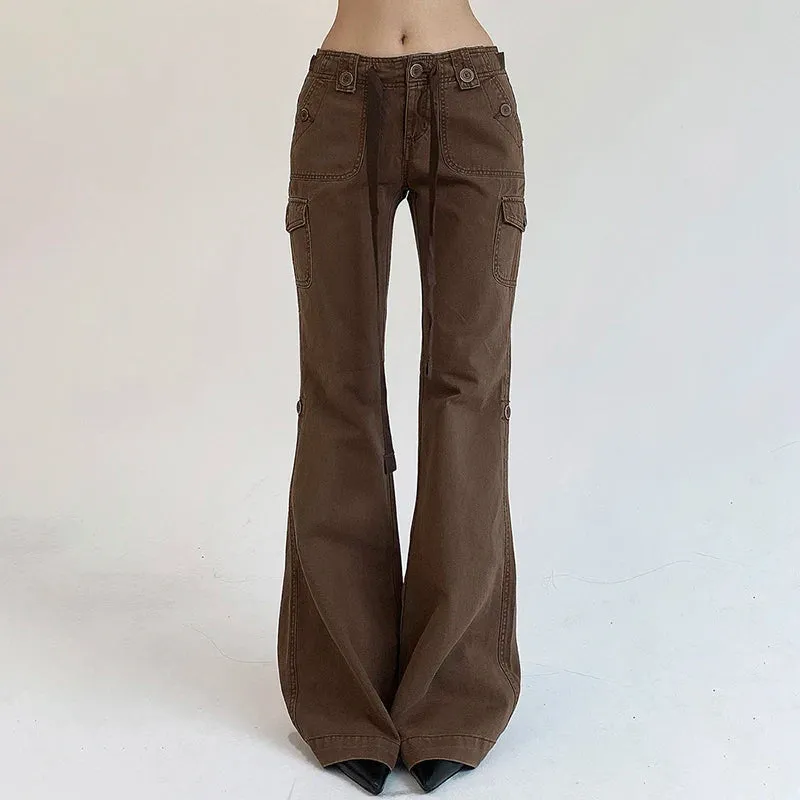 Dark Brown Low Rise Flare Jeans
