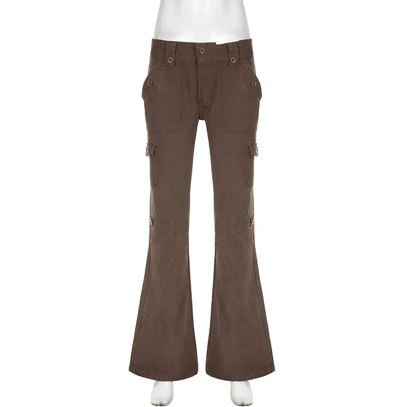 Dark Brown Low Rise Flare Jeans