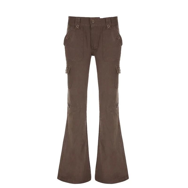Dark Brown Low Rise Flare Jeans