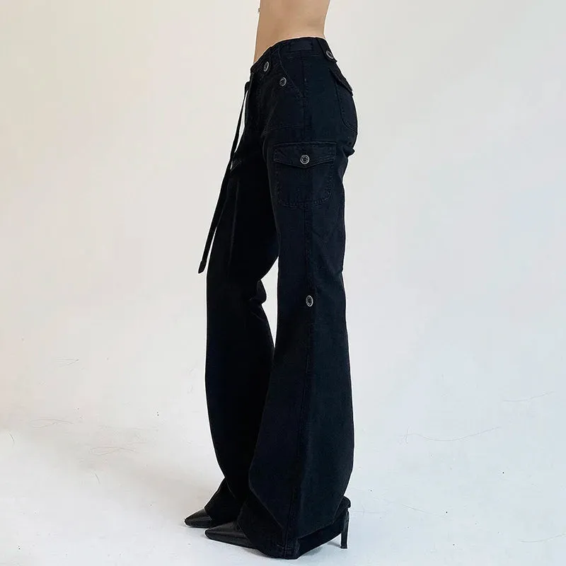 Dark Brown Low Rise Flare Jeans