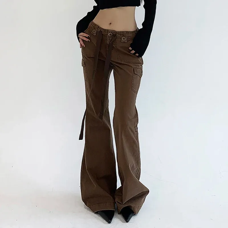 Dark Brown Low Rise Flare Jeans