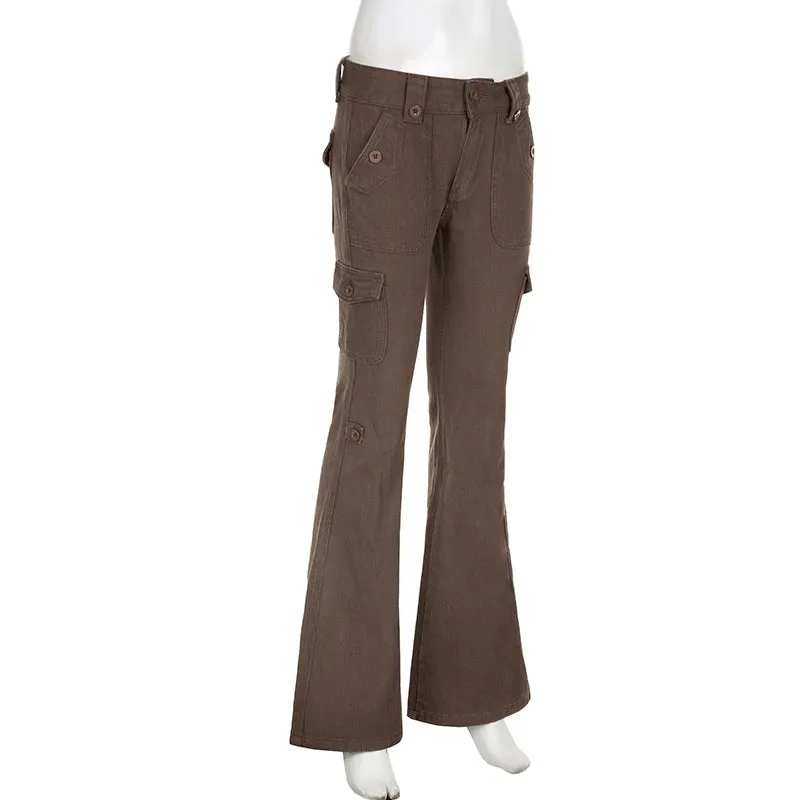 Dark Brown Low Rise Flare Jeans