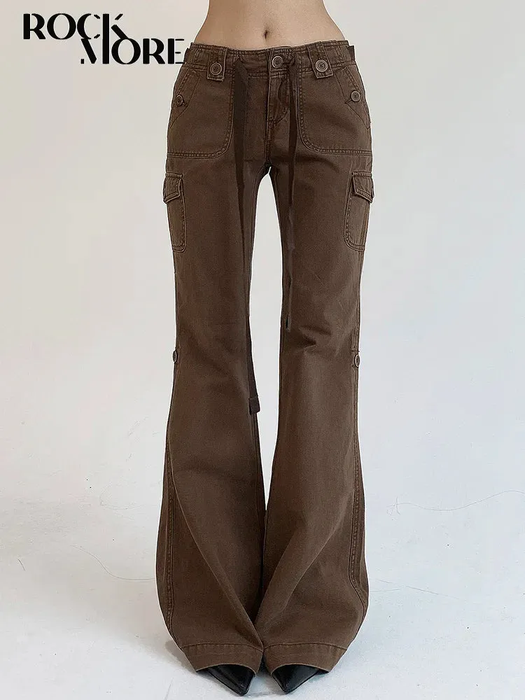 Dark Brown Low Rise Flare Jeans