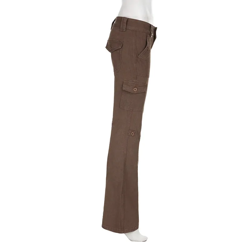 Dark Brown Low Rise Flare Jeans