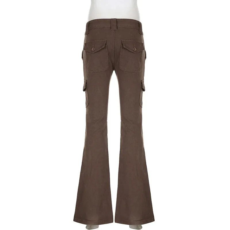 Dark Brown Low Rise Flare Jeans