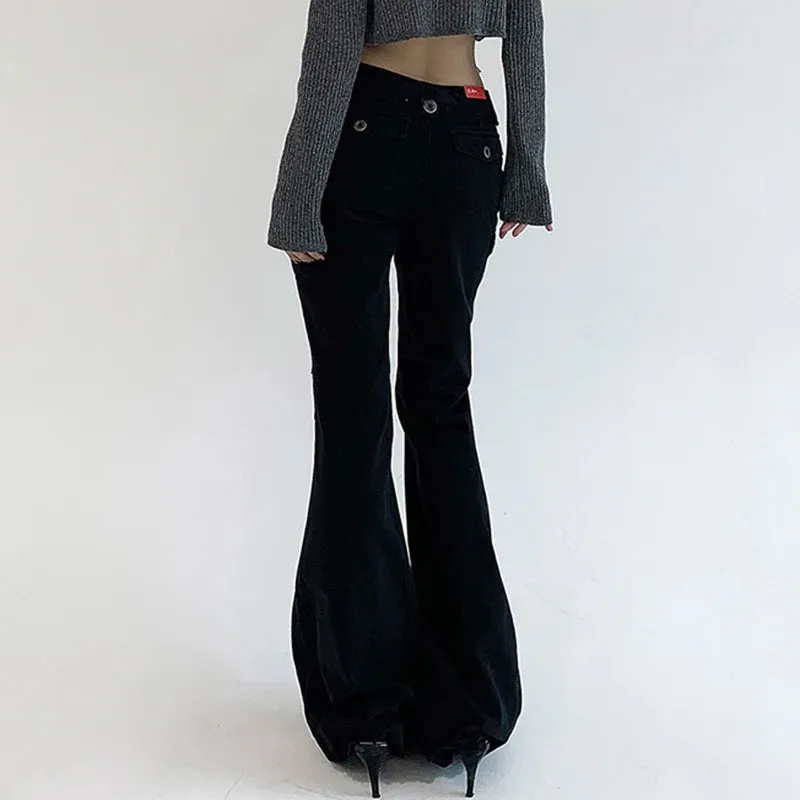 Dark Brown Low Rise Flare Jeans