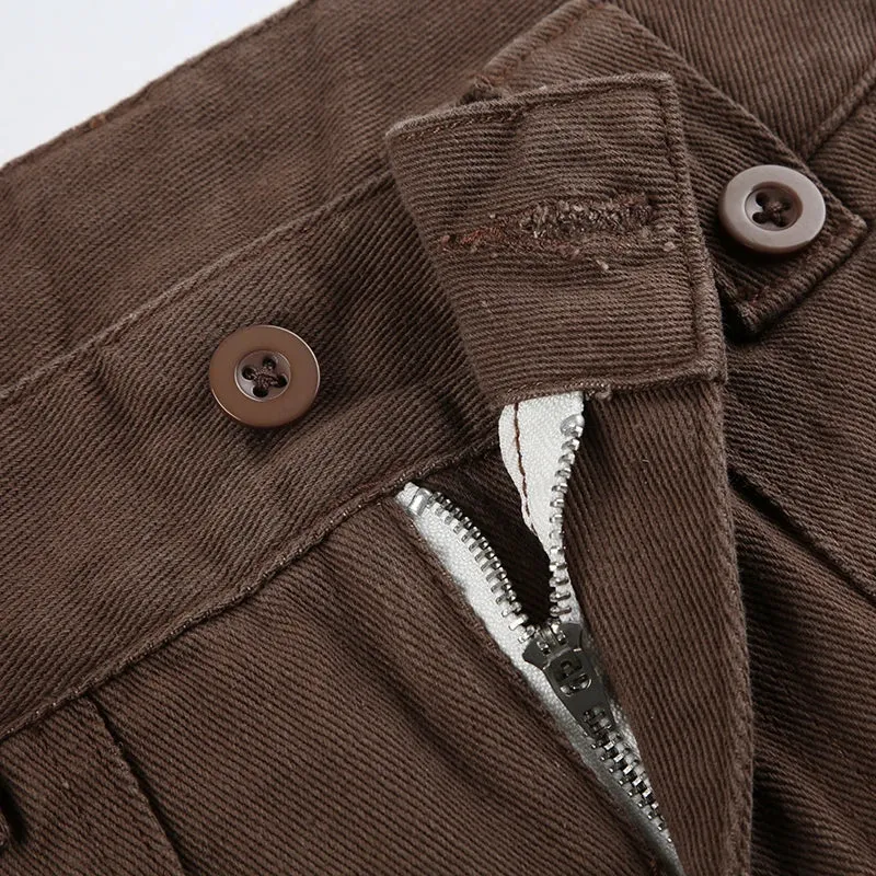 Dark Brown Low Rise Flare Jeans