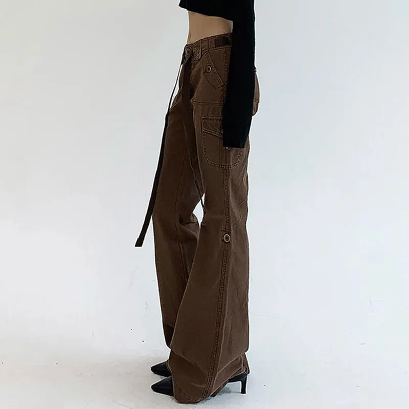 Dark Brown Low Rise Flare Jeans