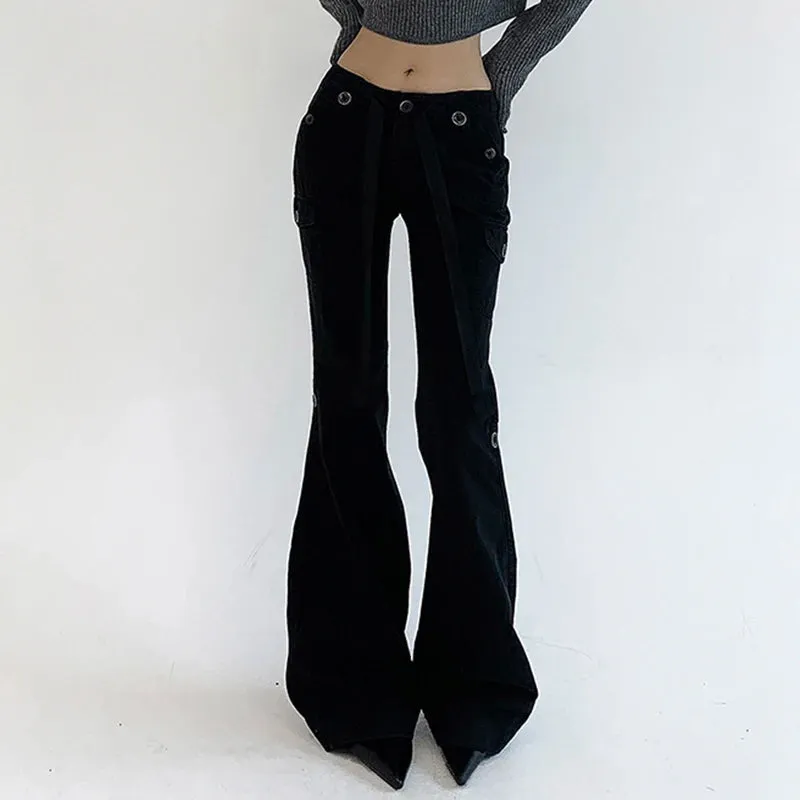Dark Brown Low Rise Flare Jeans