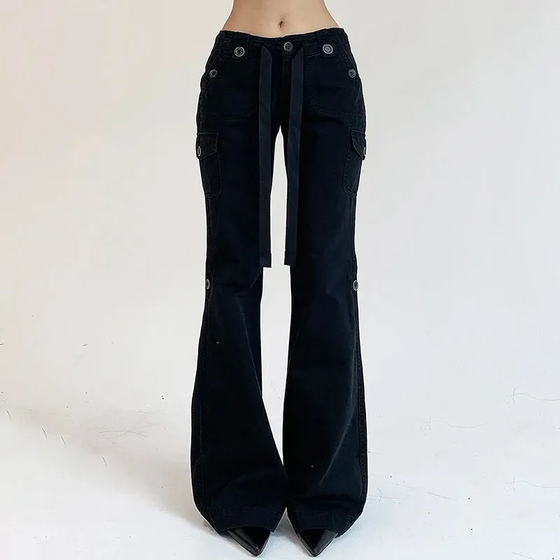 Dark Brown Low Rise Flare Jeans