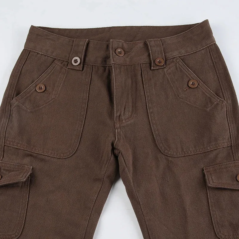 Dark Brown Low Rise Flare Jeans