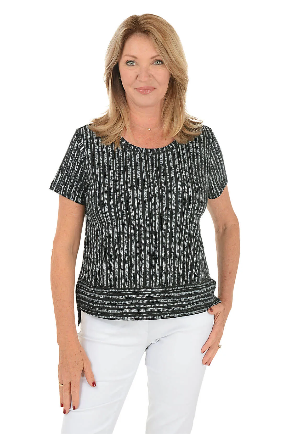 Dashed Stripes High-Low Tee