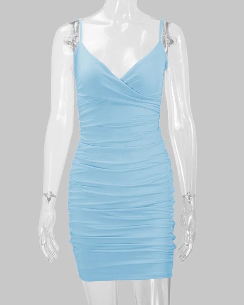 Deep V Suspender Mini Dress