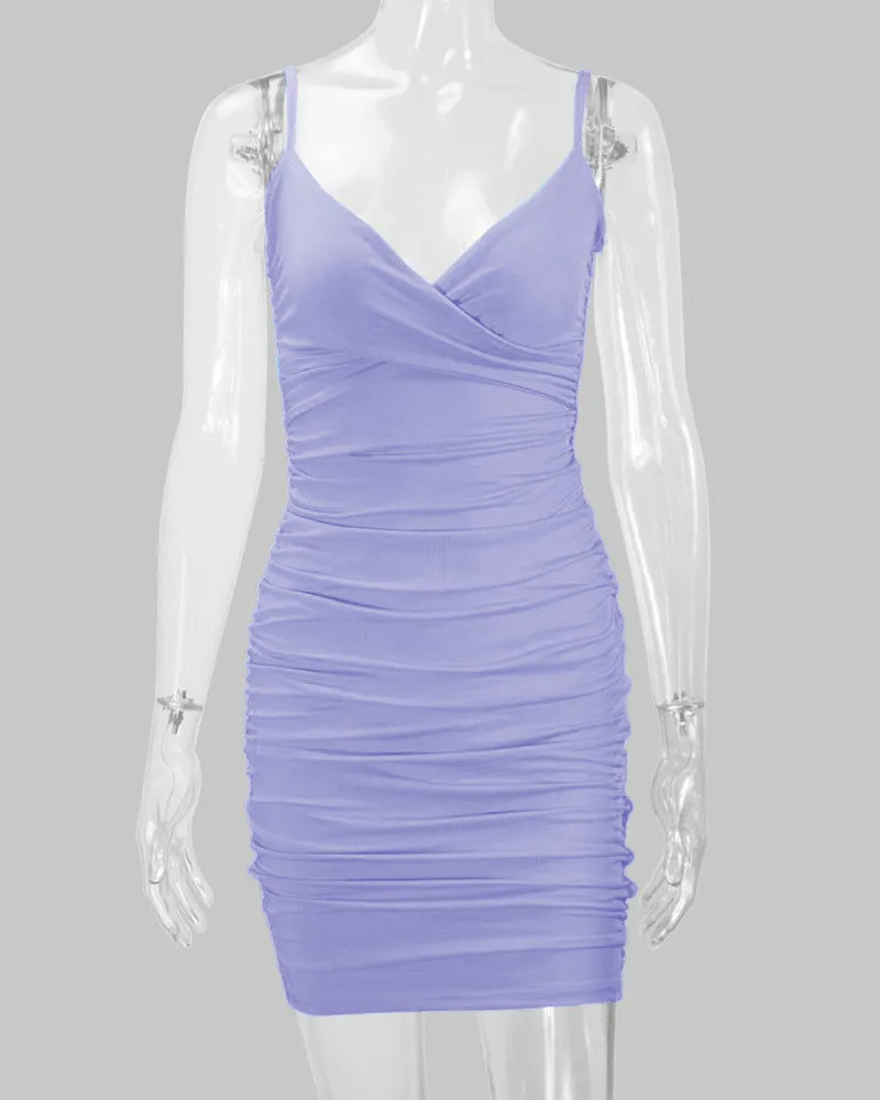 Deep V Suspender Mini Dress