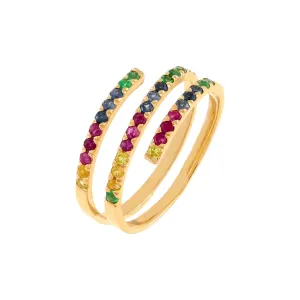 Diamond Rainbow Wrap Ring 14K