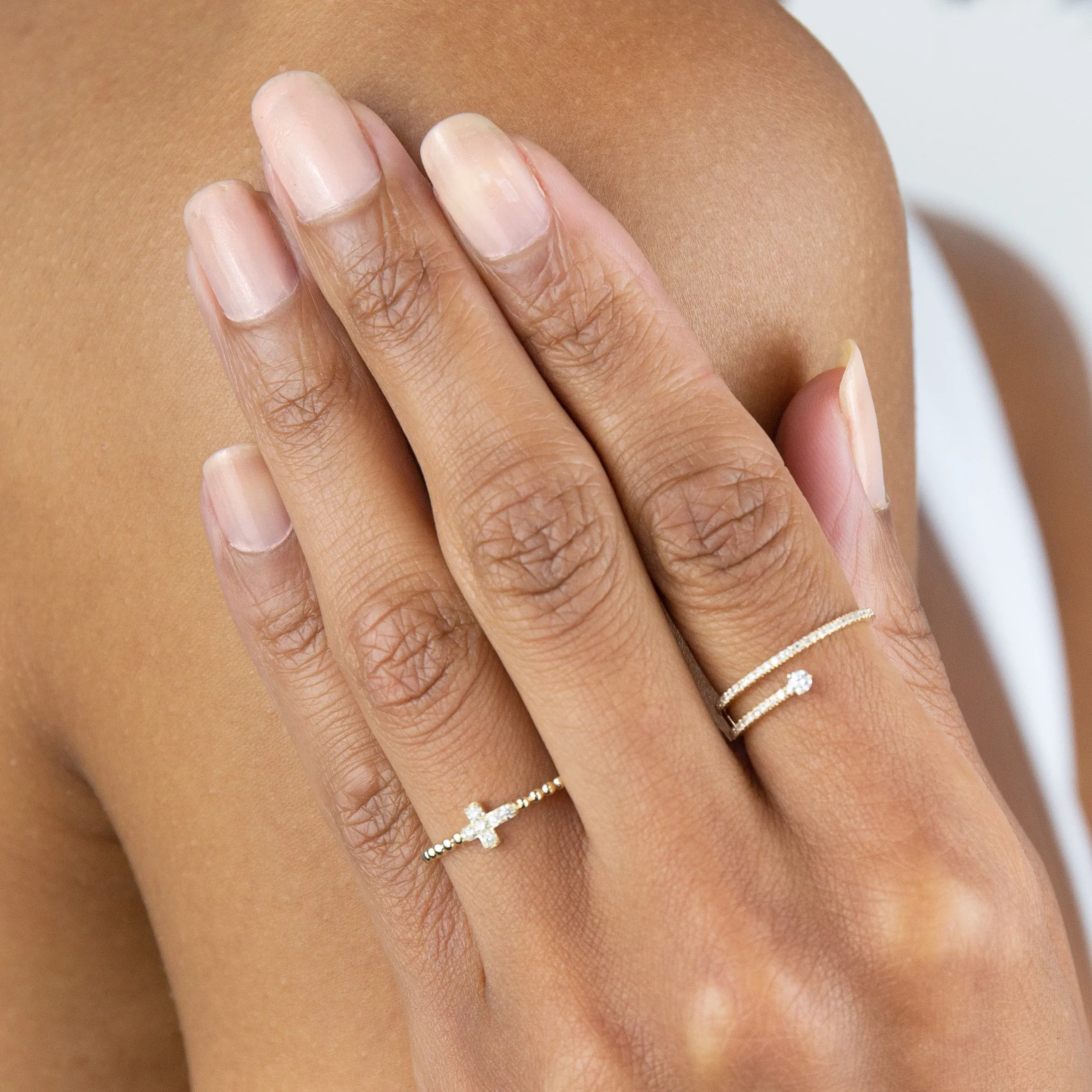 Diamond Stone Wrap Ring 14K