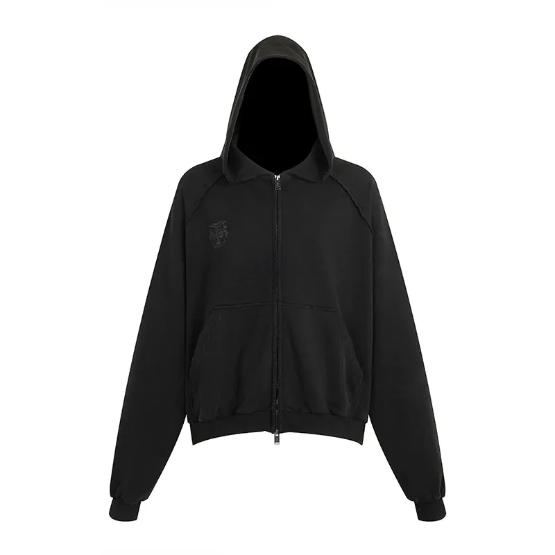 Distressed Elan Zip-Up Hoodie