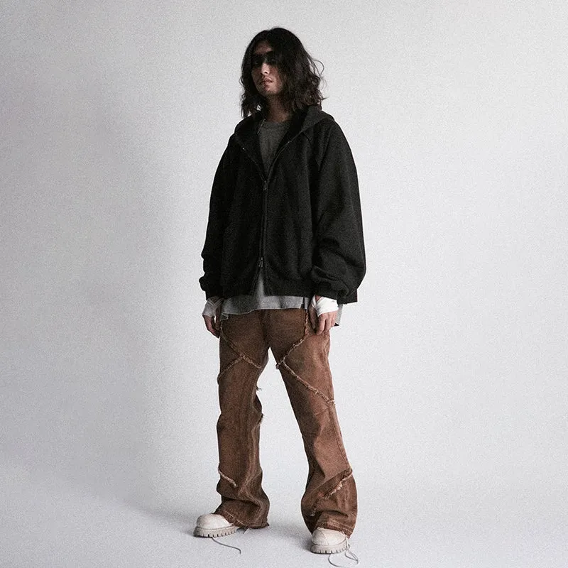 Distressed Elan Zip-Up Hoodie
