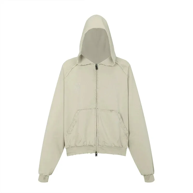 Distressed Elan Zip-Up Hoodie