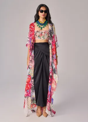 Dolly multicolor cape, bustier and skirt