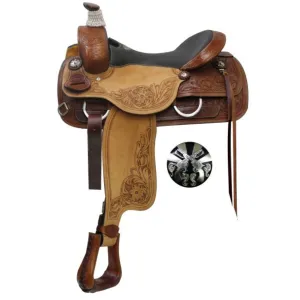 DOUBLE T  ROPER STYLE HORSE SADDLE WITH CROSS GUNS CONCHOS