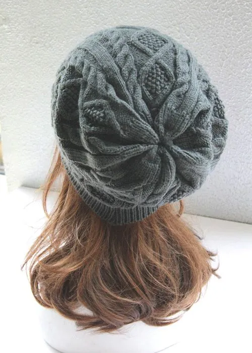 Dream Cable Knit Beanie Winter Slouch Hat Charcoal Gray Burgundy Brown Beige Or Blue You Choose Diamond Cable Classic Boho For Free Spirited People
