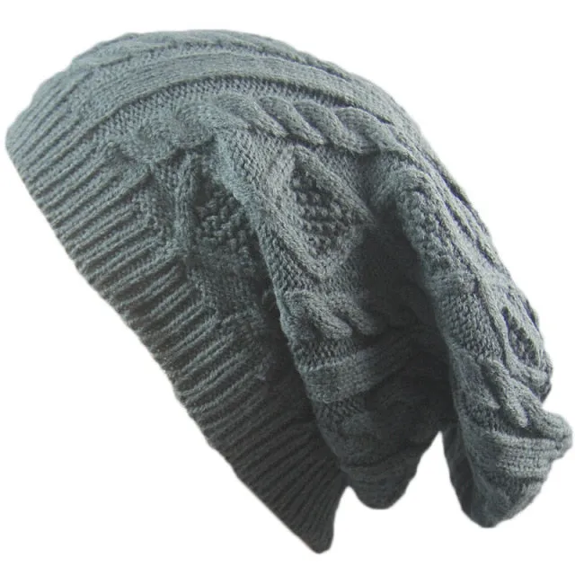Dream Cable Knit Beanie Winter Slouch Hat Charcoal Gray Burgundy Brown Beige Or Blue You Choose Diamond Cable Classic Boho For Free Spirited People