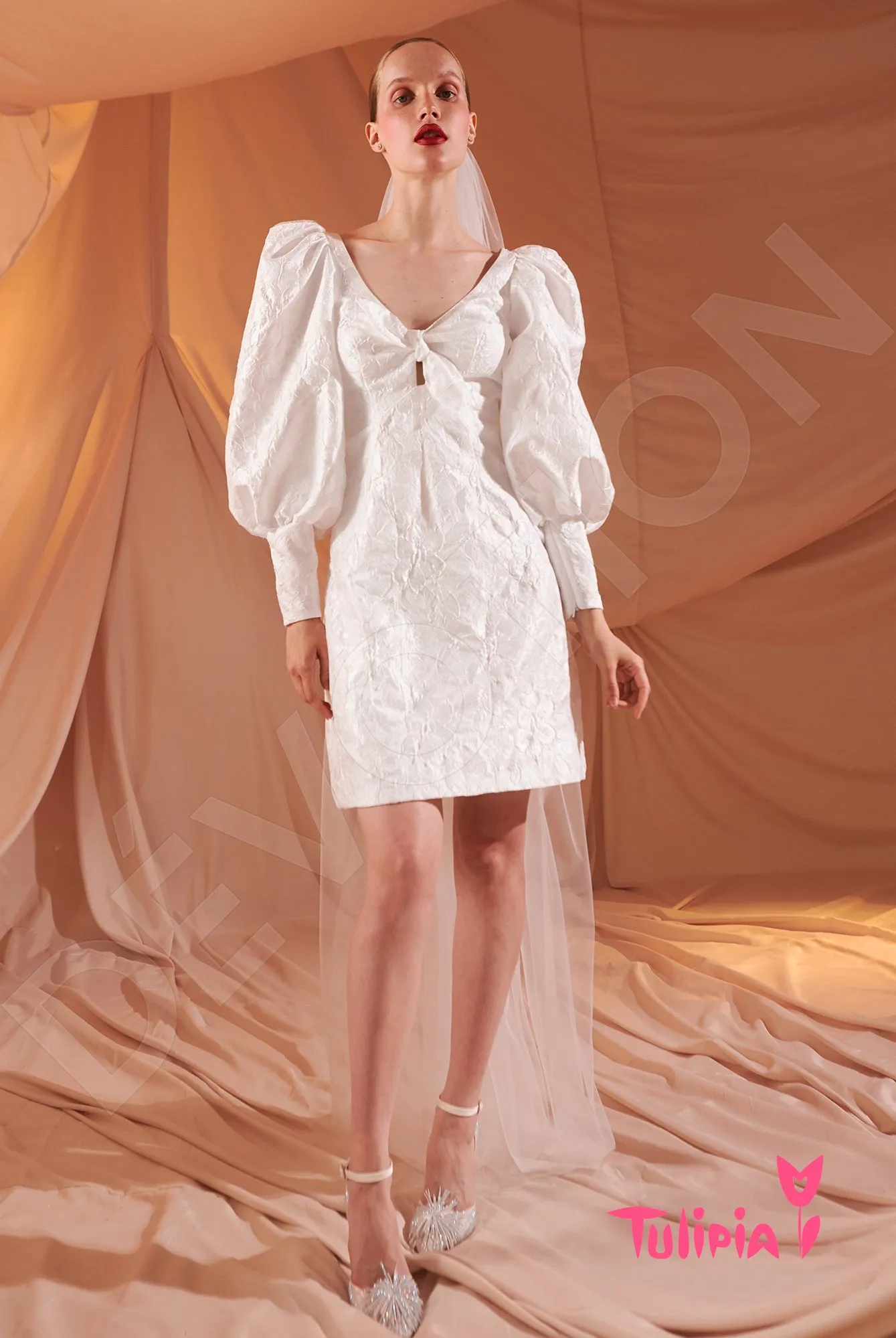 Dzholenda Sheath/Column V-neck Milk Wedding dress
