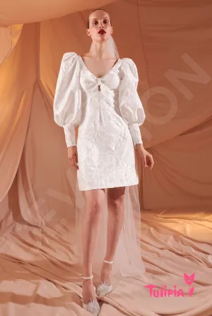 Dzholenda Sheath/Column V-neck Milk Wedding dress