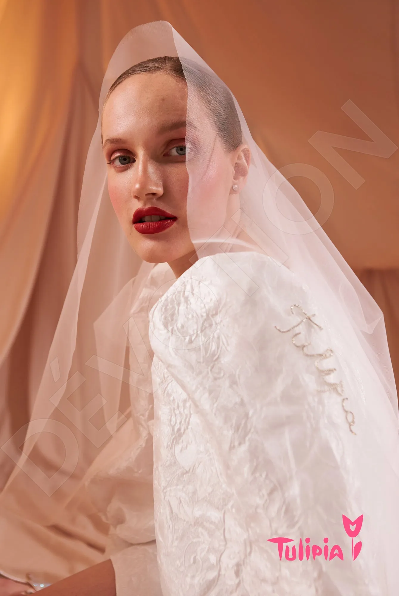 Dzholenda Sheath/Column V-neck Milk Wedding dress
