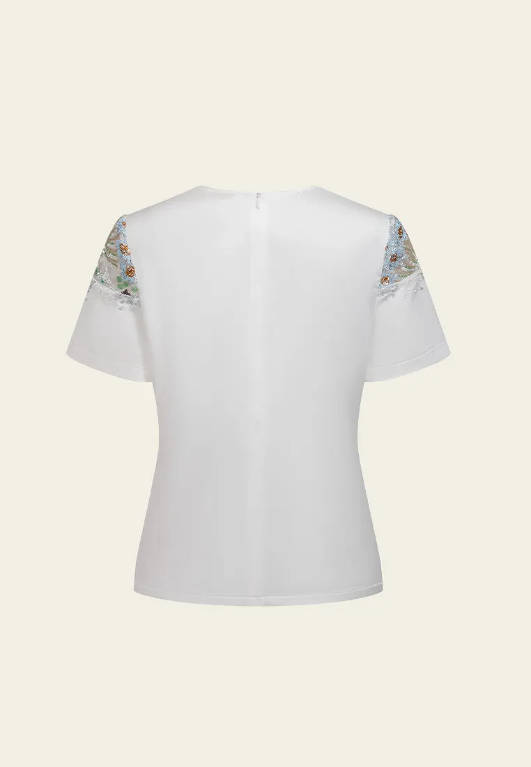 Embellished-panel High-low Hem Shirt