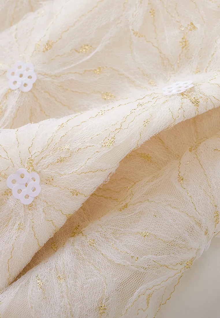 Embellished Patterned-jacquard Lace Pattern Skirt