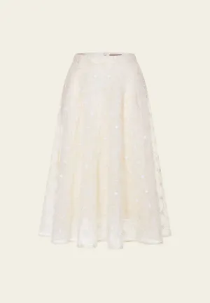 Embellished Patterned-jacquard Lace Pattern Skirt
