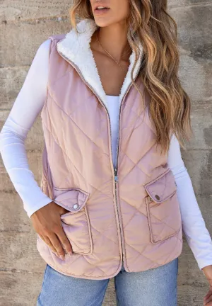 Emery Fuzzy Reversible Zip Up Vest
