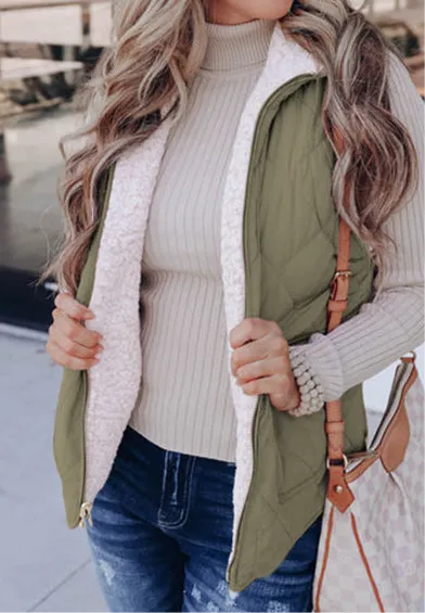 Emery Fuzzy Reversible Zip Up Vest