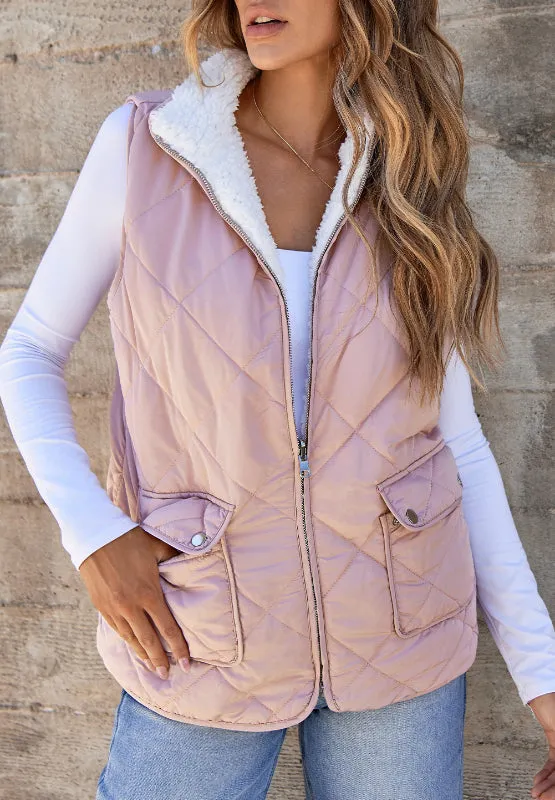 Emery Fuzzy Reversible Zip Up Vest