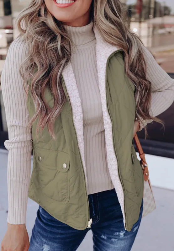 Emery Fuzzy Reversible Zip Up Vest