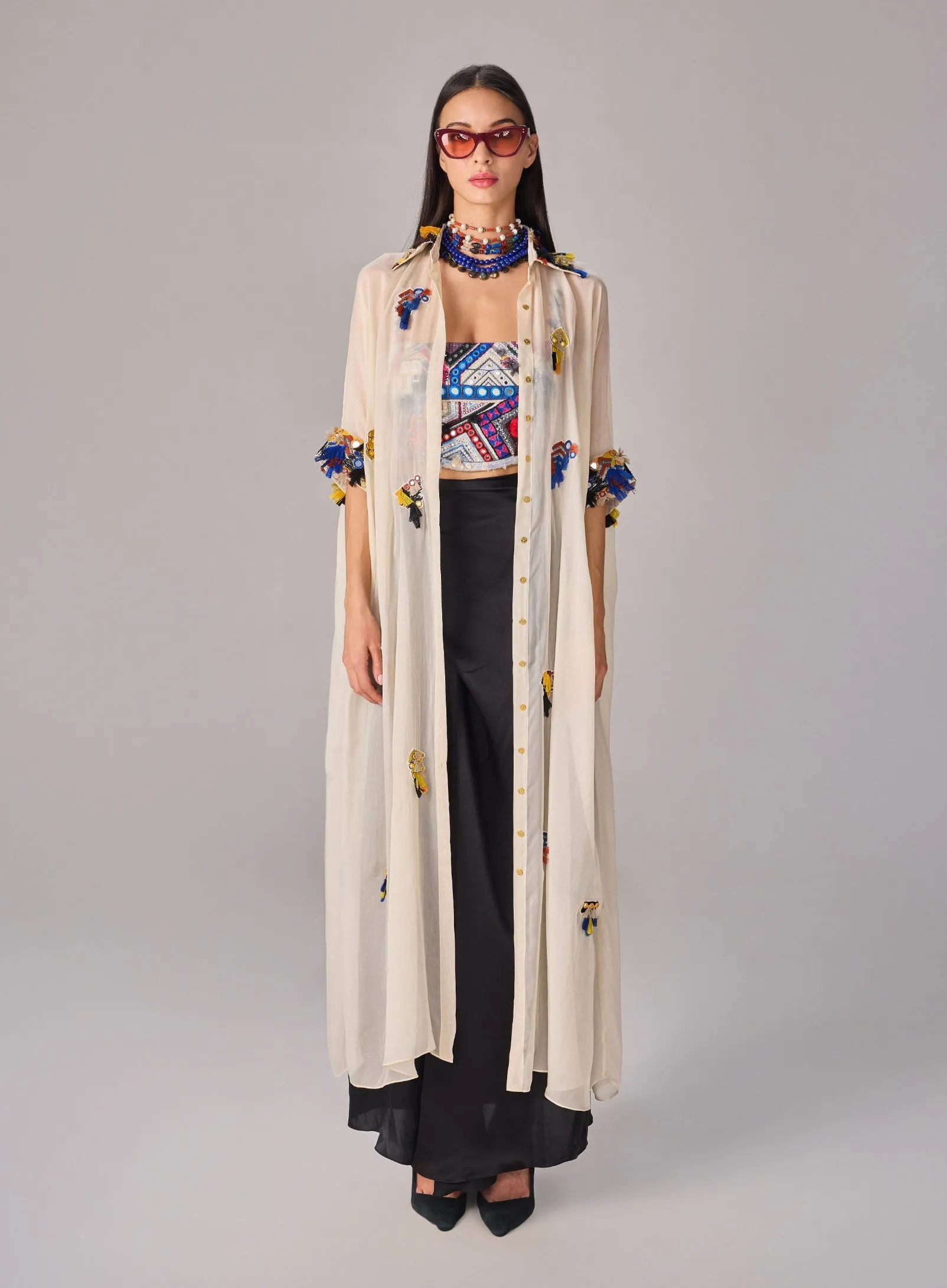 Emilia shirt cape, bustier and skirt