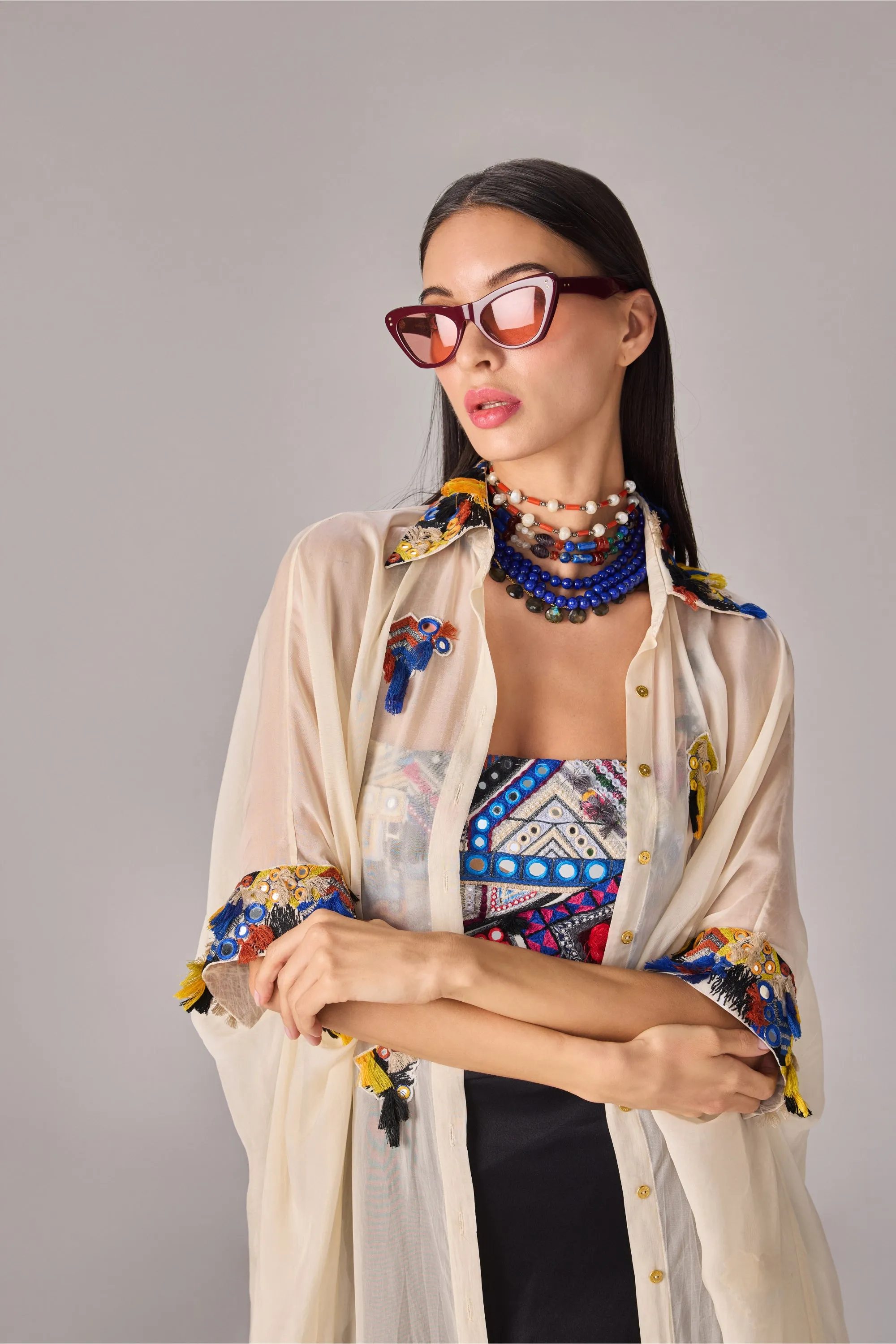 Emilia shirt cape, bustier and skirt
