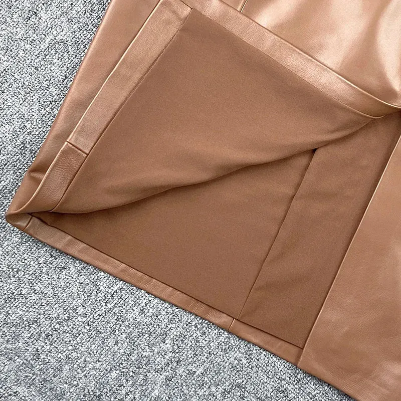 Emma - Waist Strap Leather Skirt