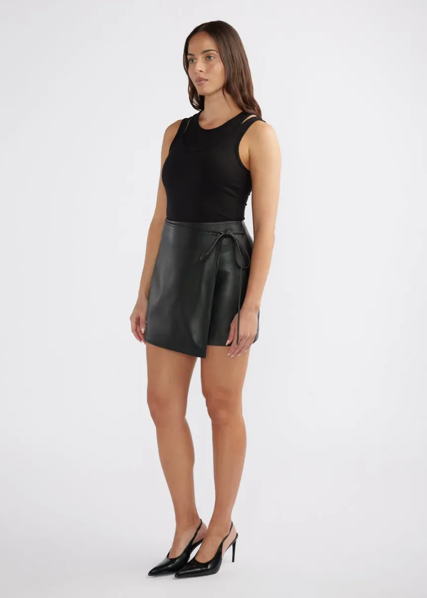 ENA PELLY Melissa Leather Skirt - Black
