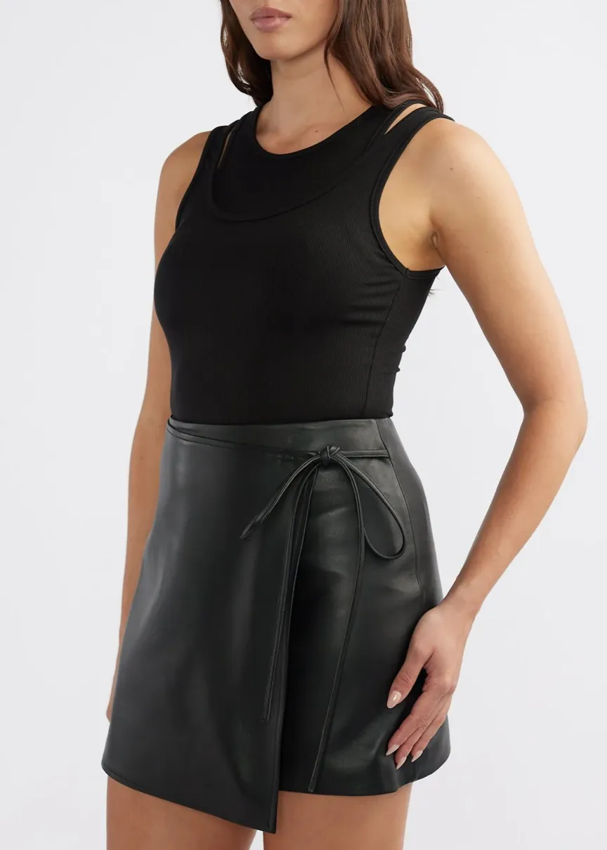 ENA PELLY Melissa Leather Skirt - Black