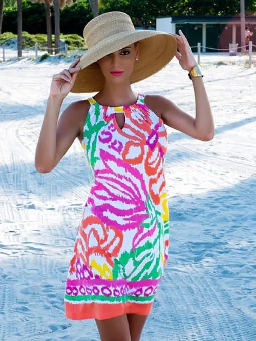 Engineered Knit Dress Sleeveless Halter Neck Style 146B13 PO