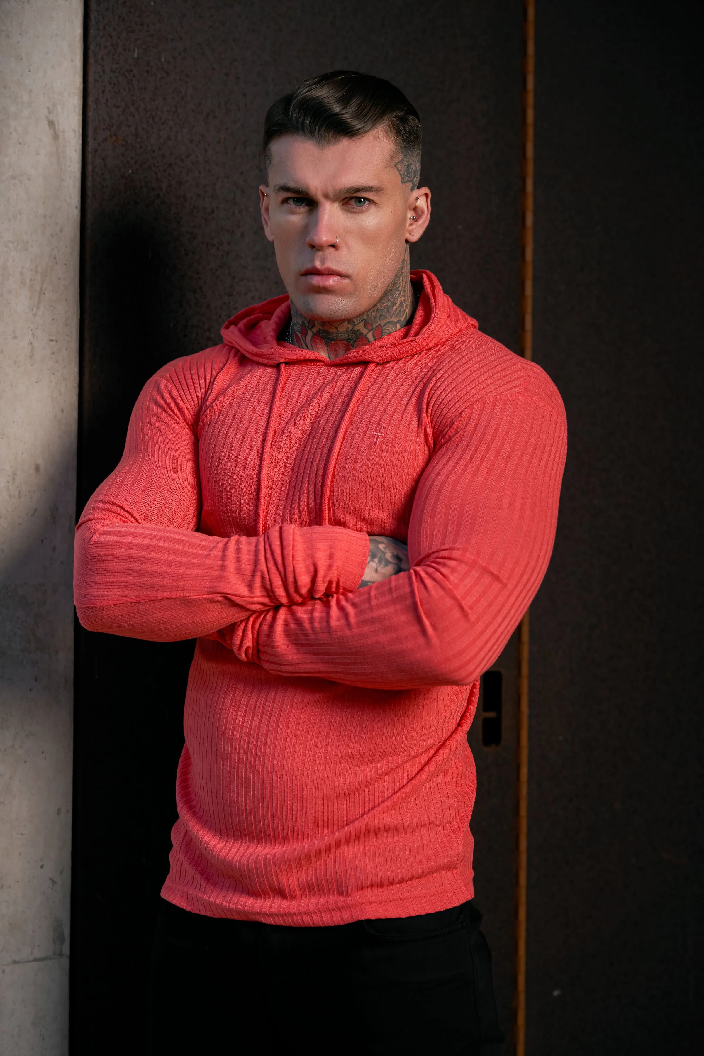 Father Sons Classic Coral Ribbed Knit Hoodie Jumper - FSH909