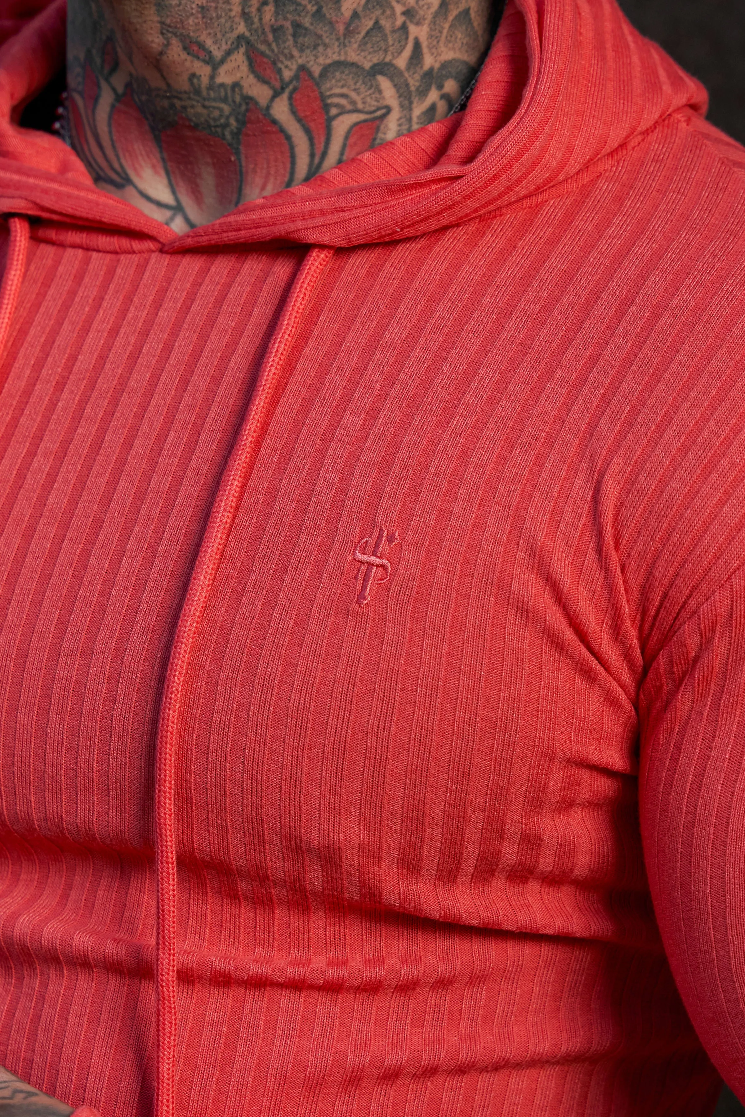 Father Sons Classic Coral Ribbed Knit Hoodie Jumper - FSH909