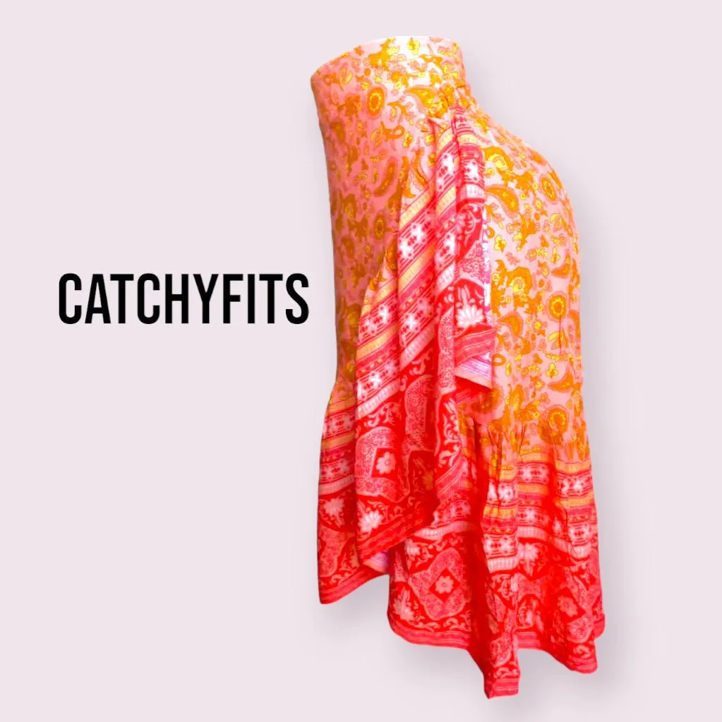Floral Print High-Low Flounce Hem Skirt for Women – Chic & Comfy Daily Party Wear