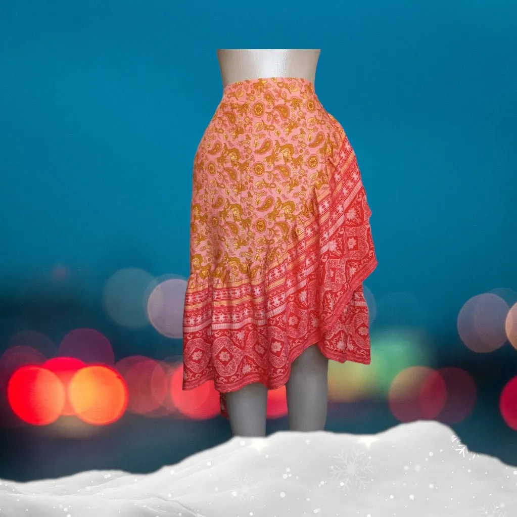 Floral Print High-Low Flounce Hem Skirt for Women – Chic & Comfy Daily Party Wear